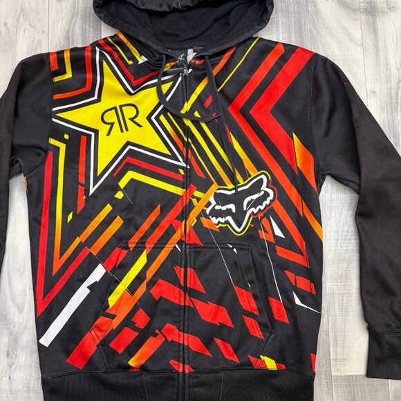 ✅Fox Racing Rockstar Energy Drink Hoodie Mens LARGE Full Zip Graphic Y2K - Picture 4 of 10